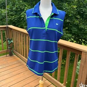 Vineyard Vines Blue and Green Sleeveless Polo Shirt